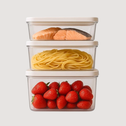 Ensemble de 3 contenants sous vide (S, M, L) en polymère SAN de haute qualité, sans BPA